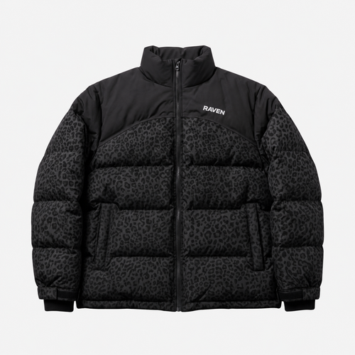 Water Reactive Cheetah Puffer - Black