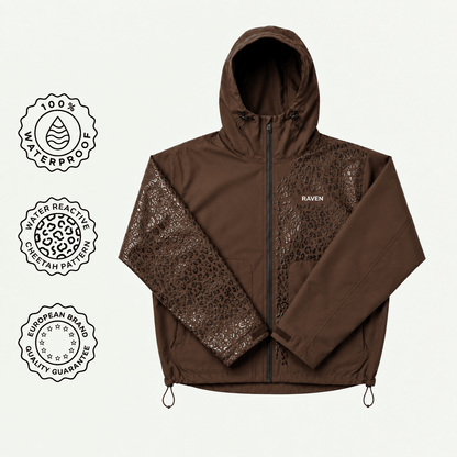 Water Reactive Cheetah Rain Jacket - Brown
