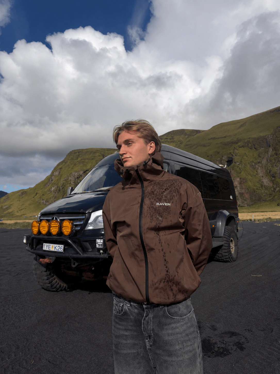 Water Reactive Cheetah Rain Jacket - Brown