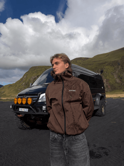 Water Reactive Cheetah Rain Jacket - Brown