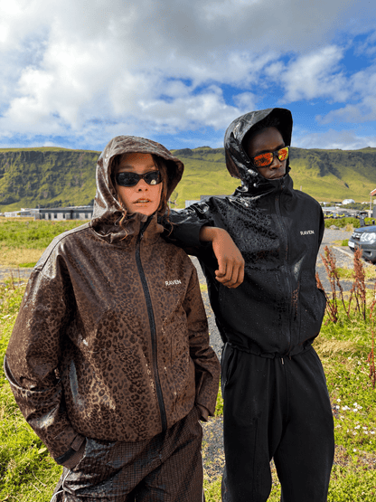 Water Reactive Cheetah Rain Jacket - Brown