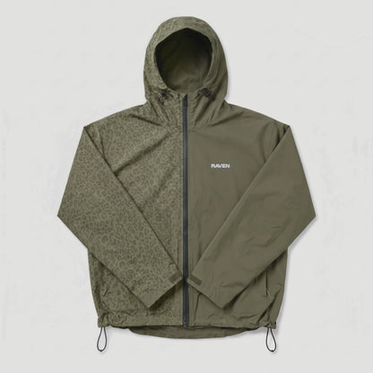 Water Reactive Cheetah Rain Jacket - Green