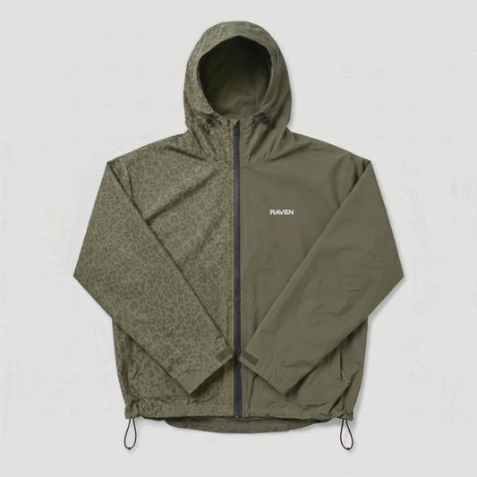 Water Reactive Cheetah Rain Jacket - Green